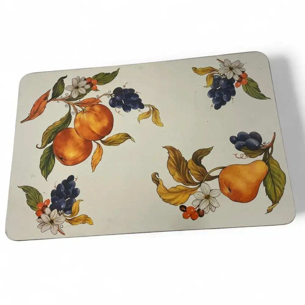 Vintage Set of 4 Sur La Table Frutta Cork Placemat Dining Kitchen Fruit 80's